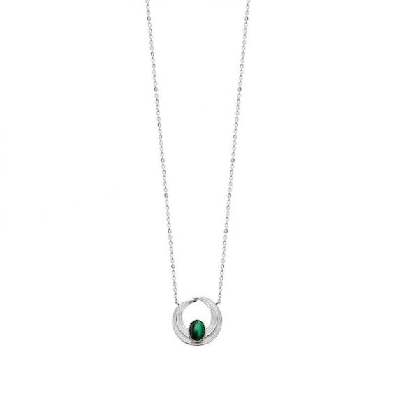 Collier argent 925 rhodie malachite