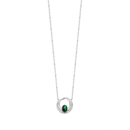 Collier argent 925 rhodie malachite