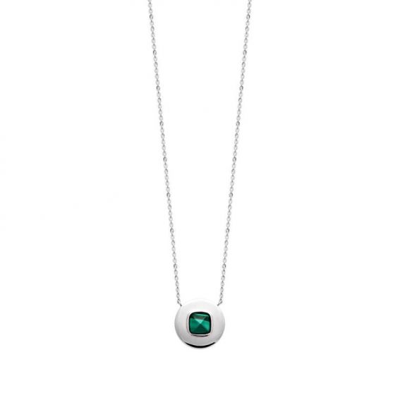 Collier argent 925 rhodie malachite