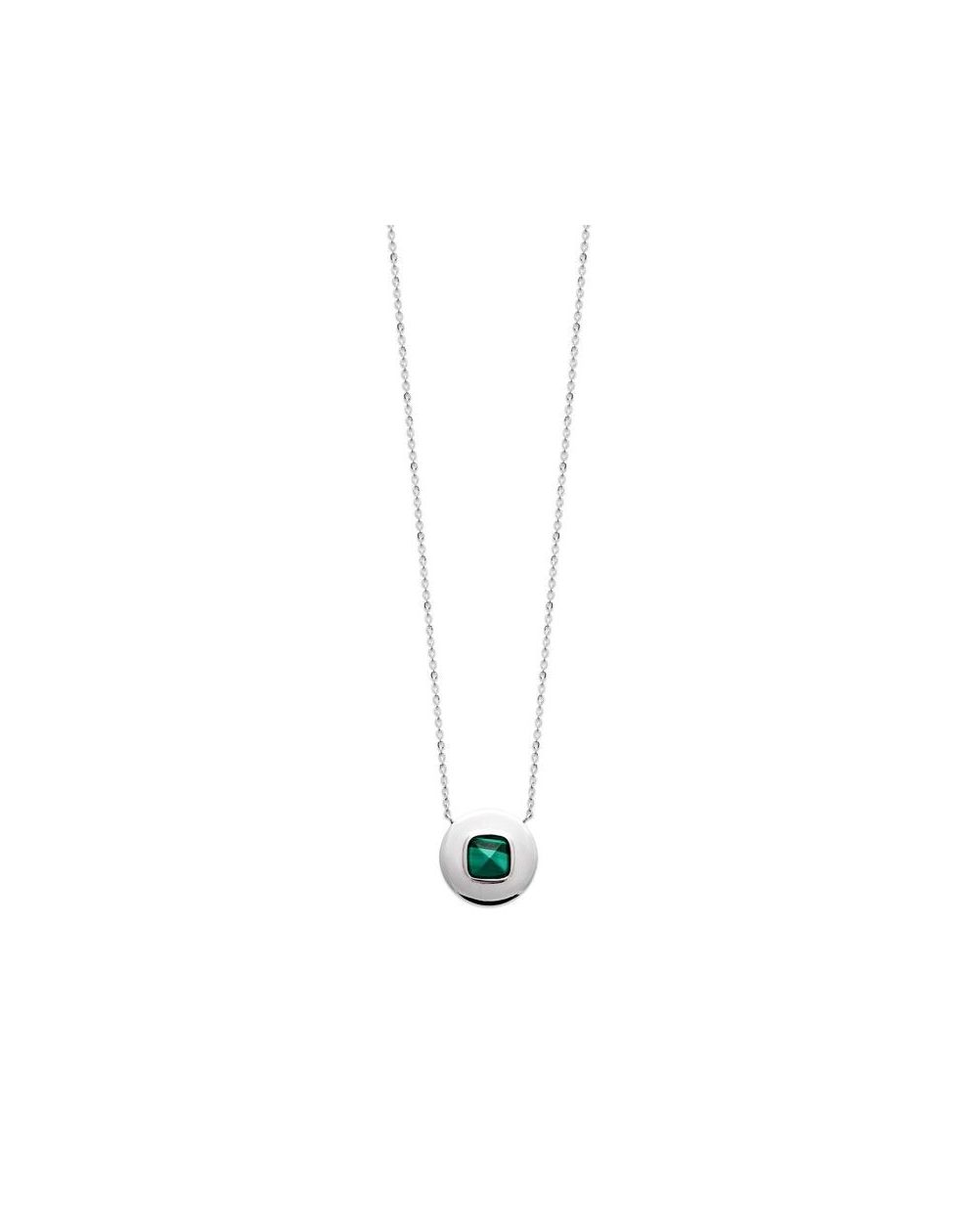 Collier argent 925 rhodie malachite