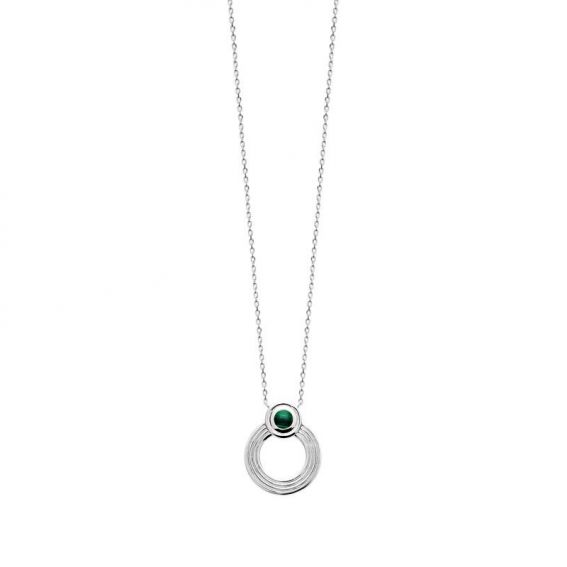 Collier argent 925 rhodie malachite