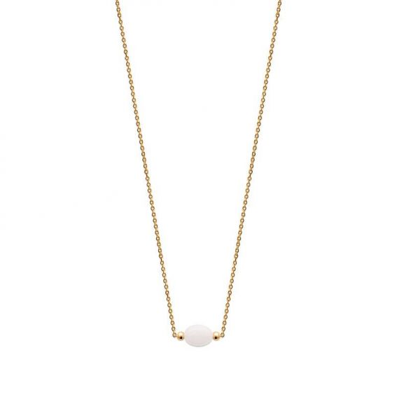 Collier pl-or 750 3mic pierre de lune