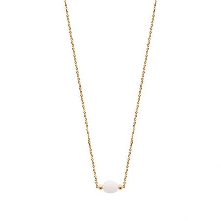 Collier pl-or 750 3mic pierre de lune