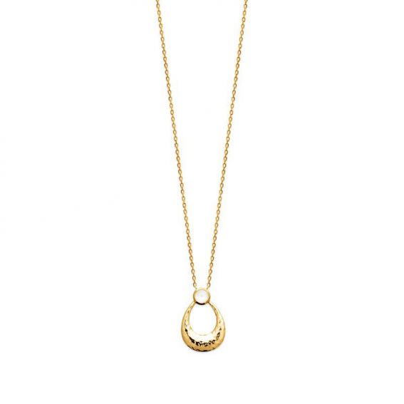 Collier pl-or 750 3mic pierre de lune