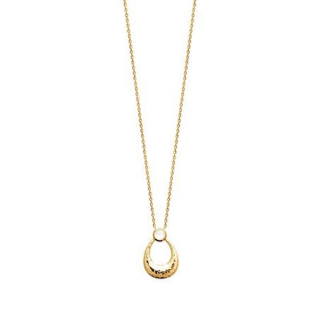 Collier pl-or 750 3mic pierre de lune