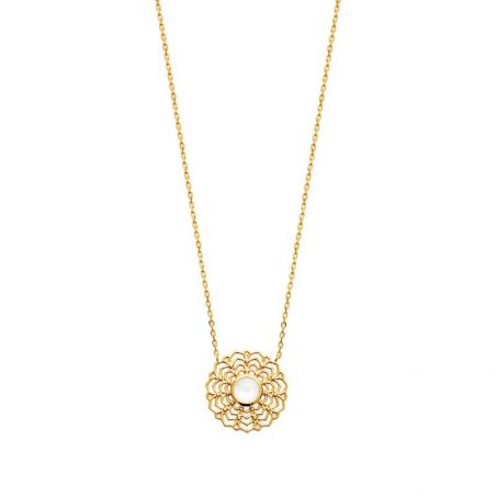 Collier pl-or 750 3mic pierre de lune