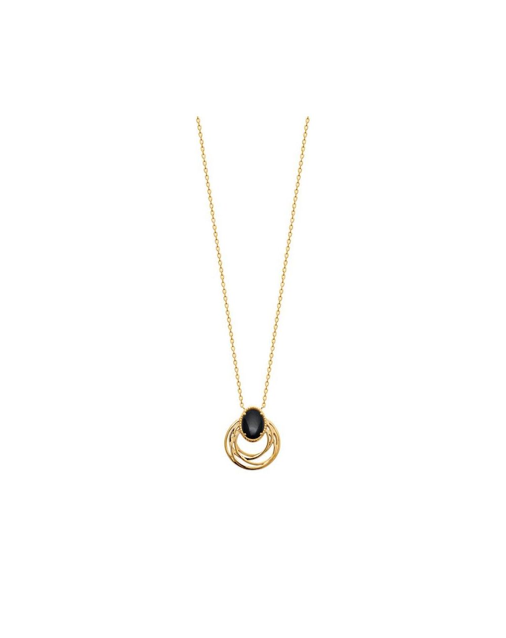 Collier pl-or 750 3mic agate noire