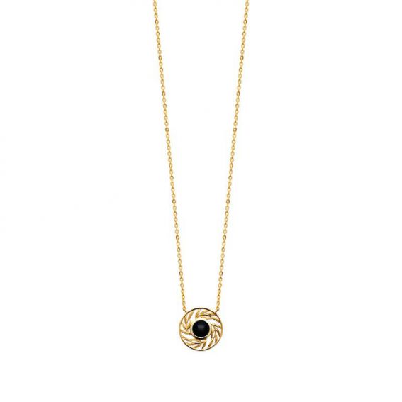 Collier pl-or 750 3mic agate noire