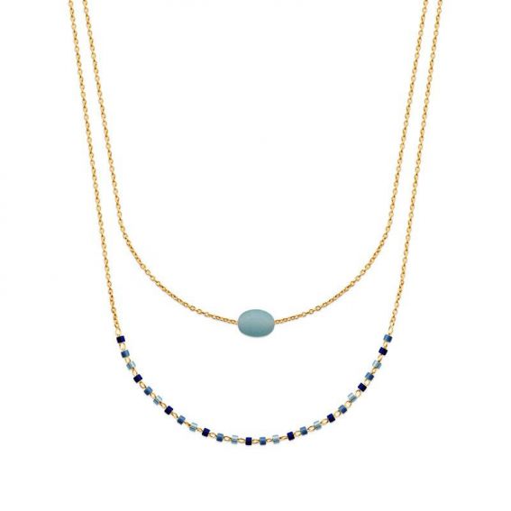 Collier pl-or 750 3mic amazonite