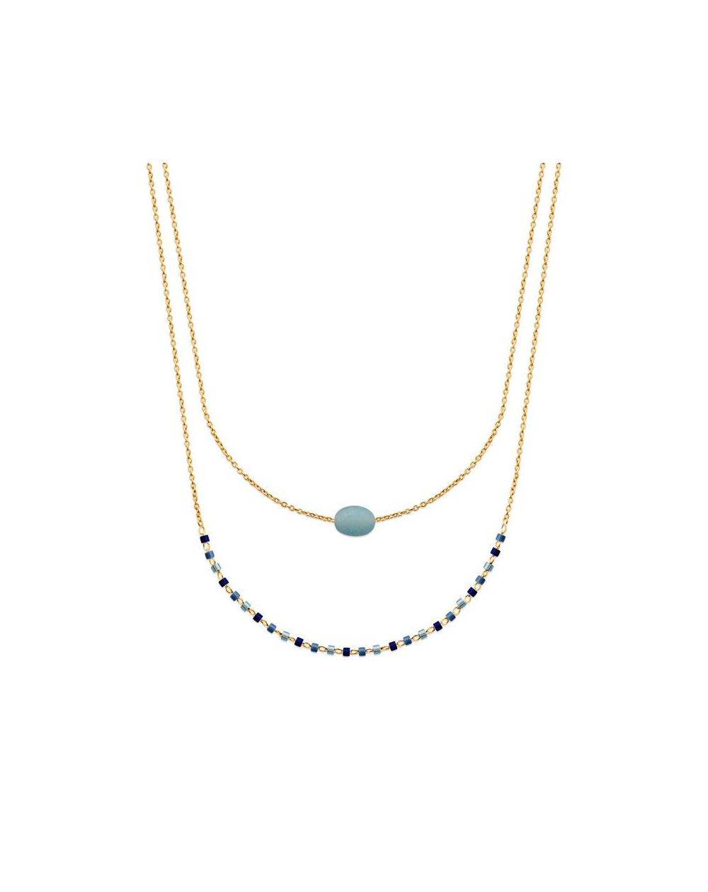 Collier pl-or 750 3mic amazonite