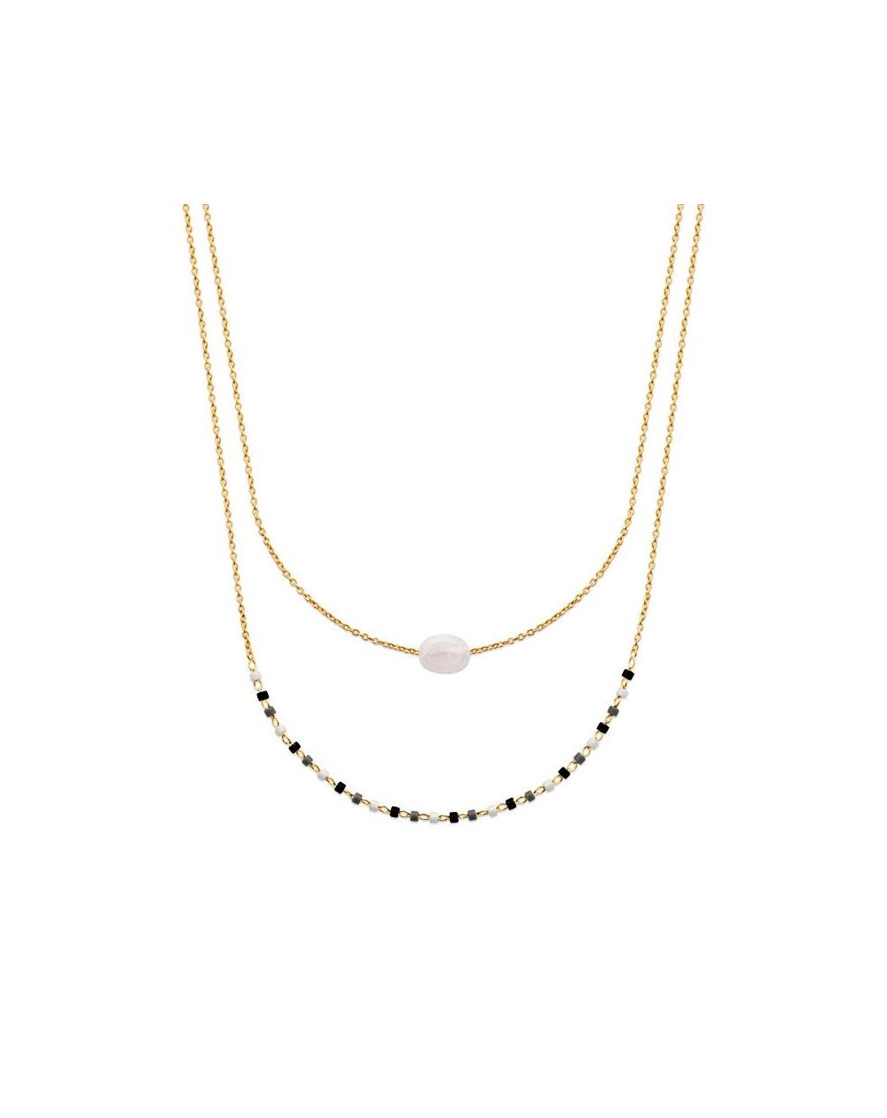 Collier pl-or 750 3mic pierre de lune