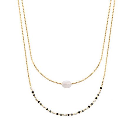 Collier pl-or 750 3mic pierre de lune