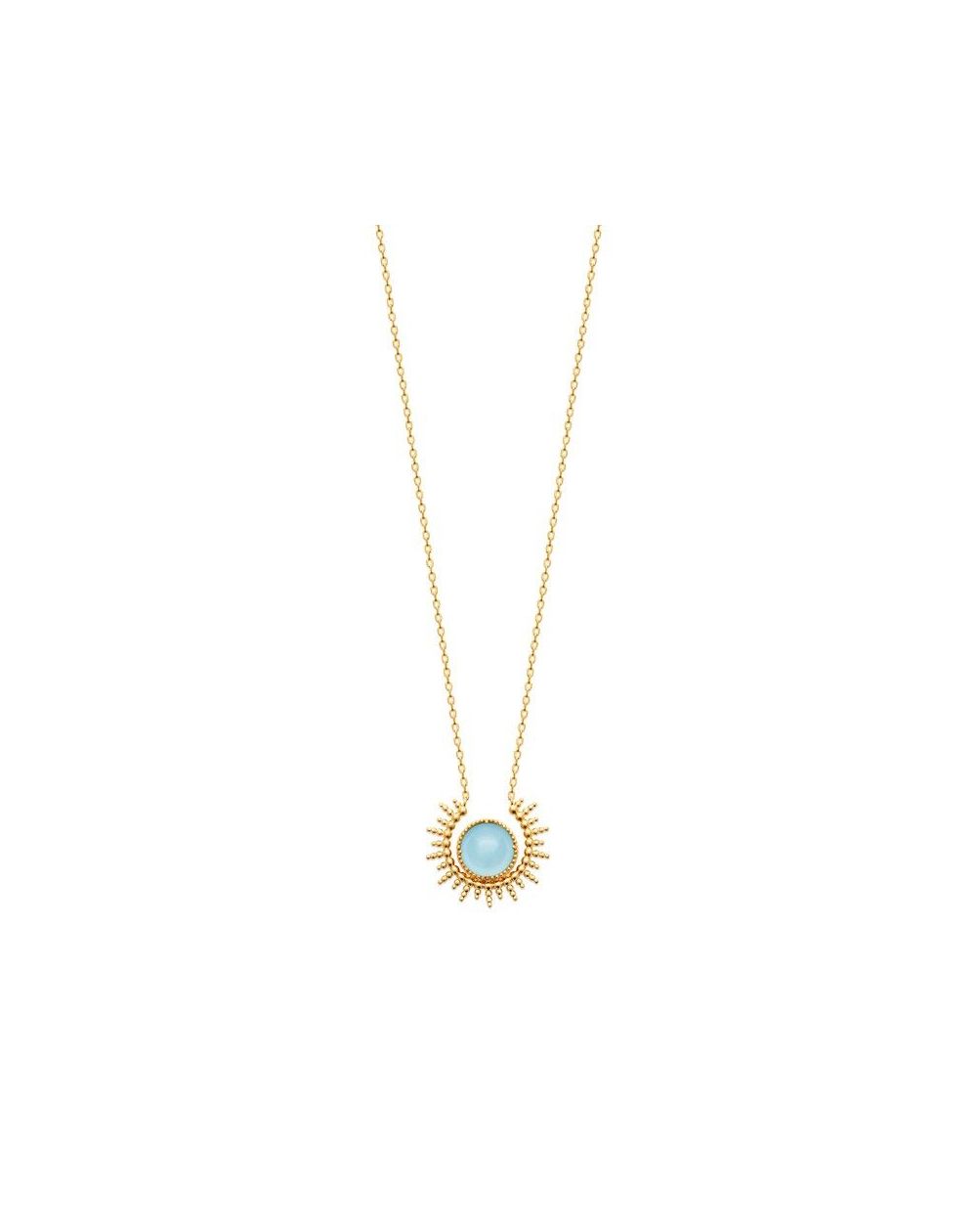 Collier pl-or 750 3mic agate bleue