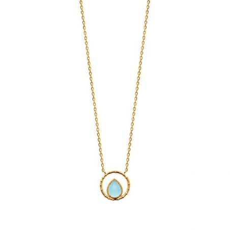 Collier pl-or 750 3mic agate bleue