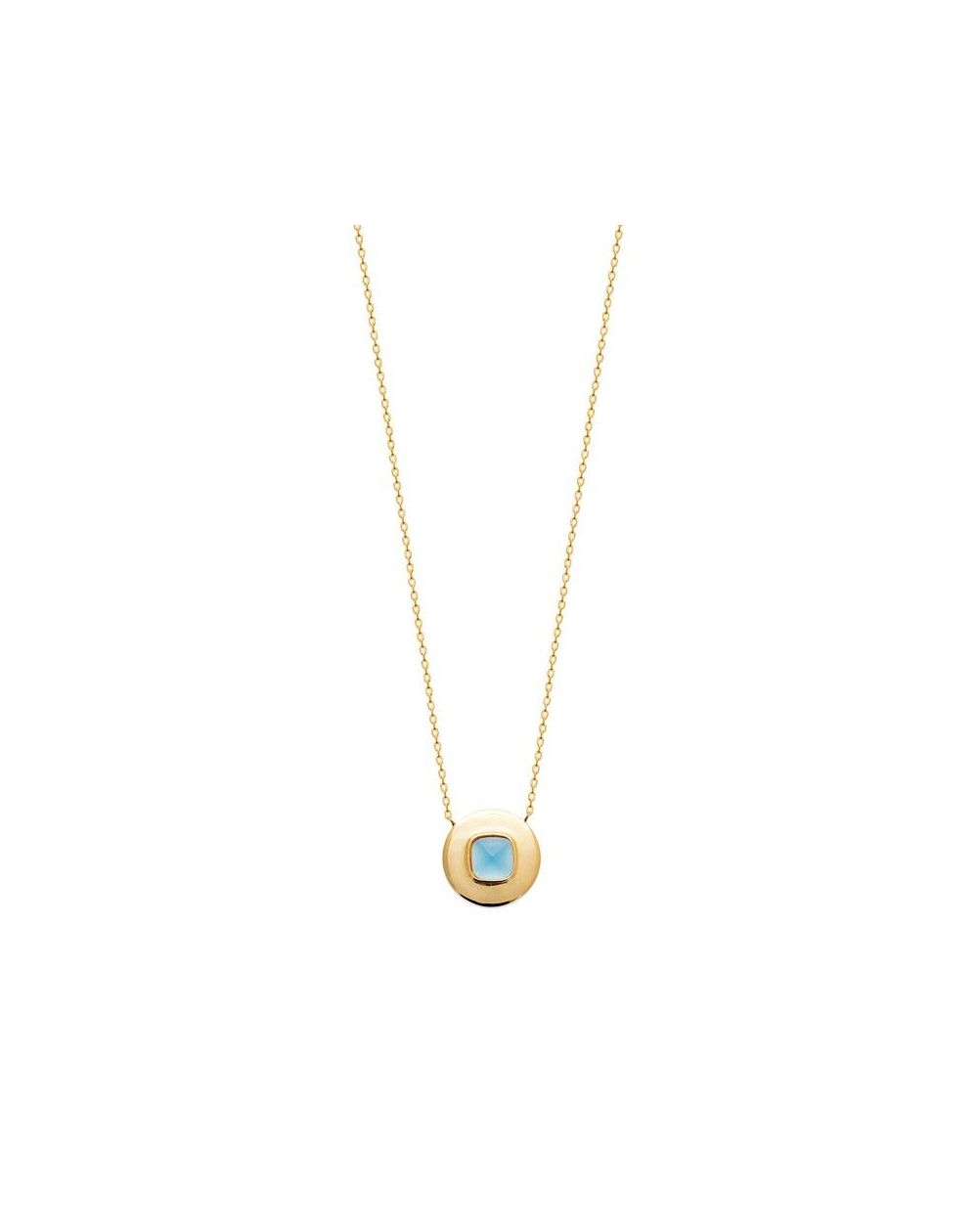 Collier pl-or 750 3mic agate bleue