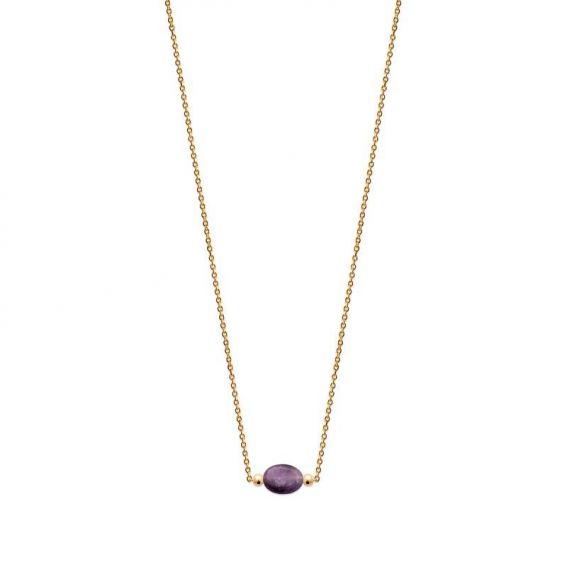 Collier pl-or 750 3mic amethyste