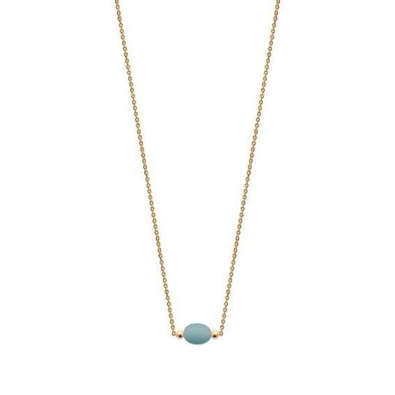 Collier pl-or 750 3mic amazonite