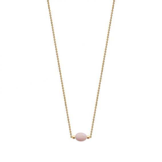 Collier pl-or 750 3mic quartz rose