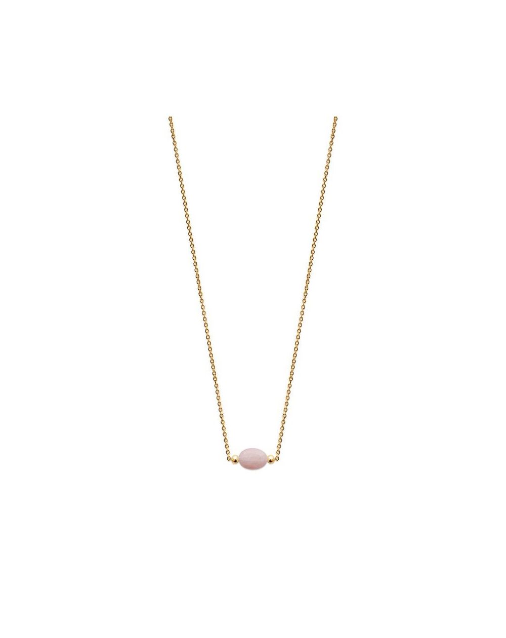 Collier pl-or 750 3mic quartz rose