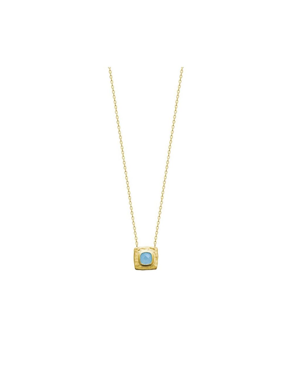 Collier pl-or 750 3mic agate bleue