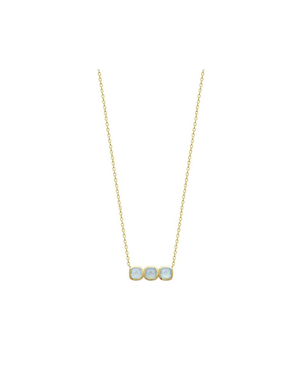 Collier pl-or 750 3mic agate bleue