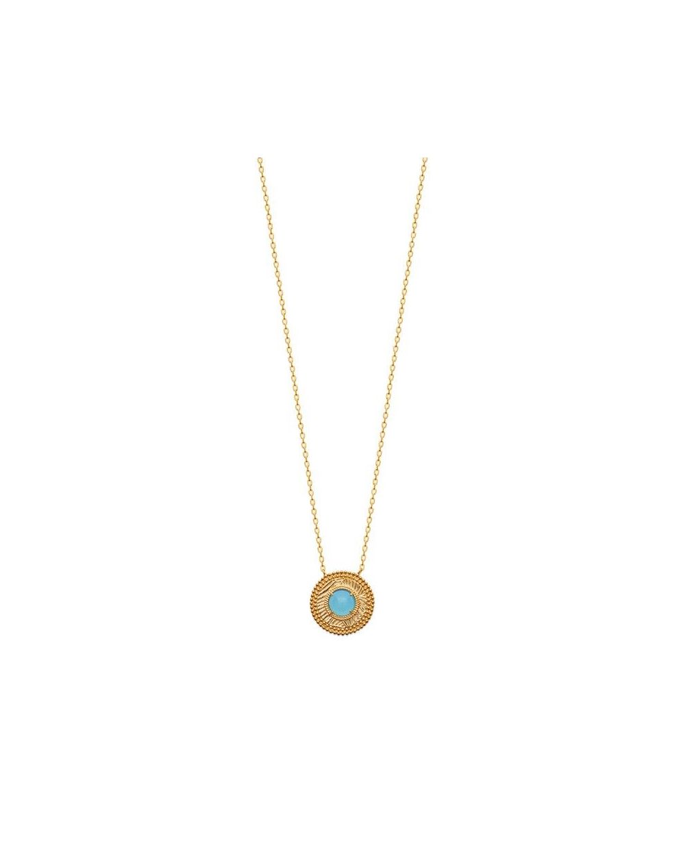 Collier pl-or 750 3mic agate bleue