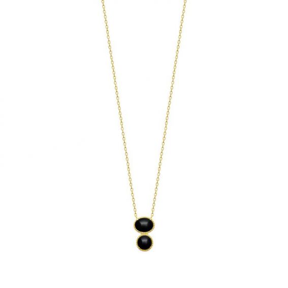 Collier pl-or 750 3mic agate noire