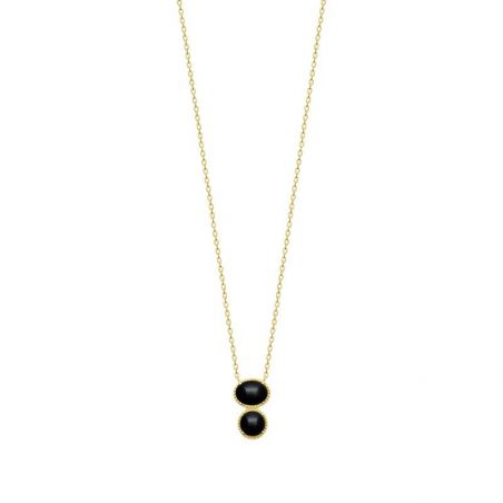 Collier pl-or 750 3mic agate noire