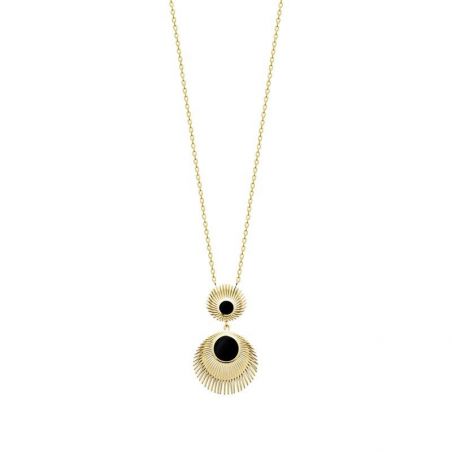 Collier pl-or 750 3mic agate noire