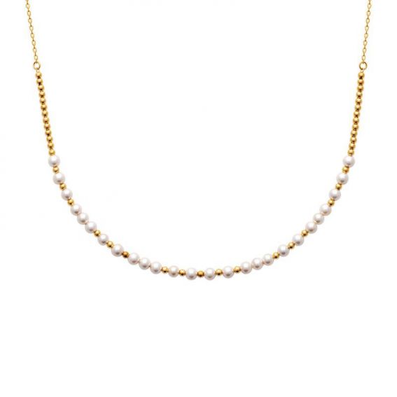 Collier pl-or 750 3mic perles imit