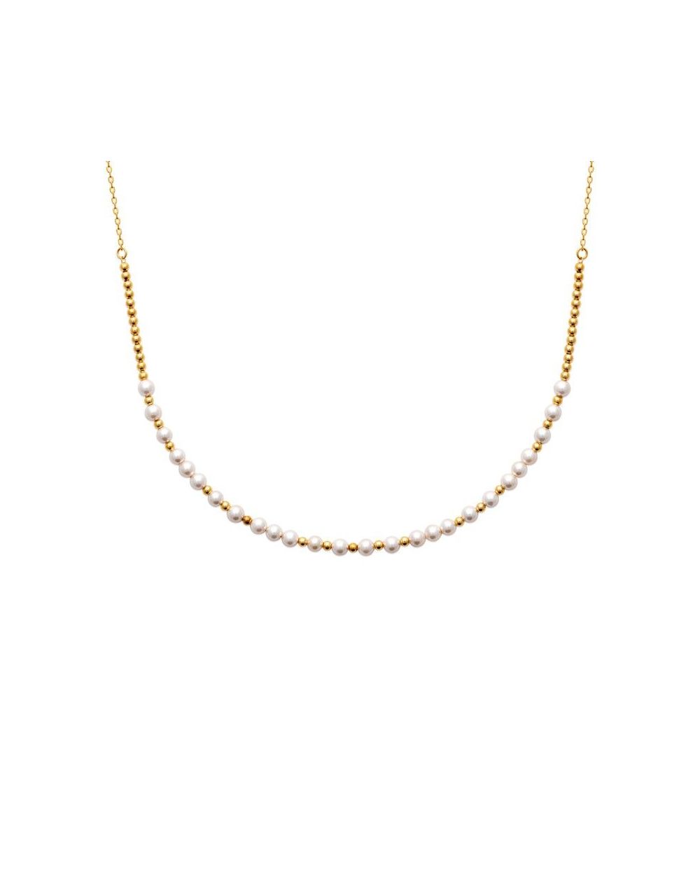 Collier pl-or 750 3mic perles imit