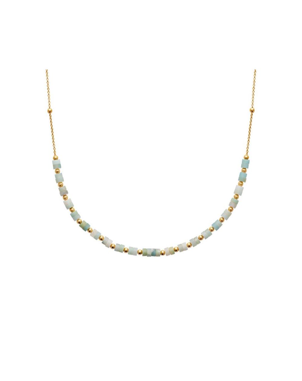 Collier pl-or 750 3mic amazonite