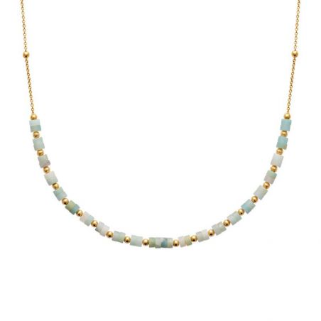 Collier pl-or 750 3mic amazonite