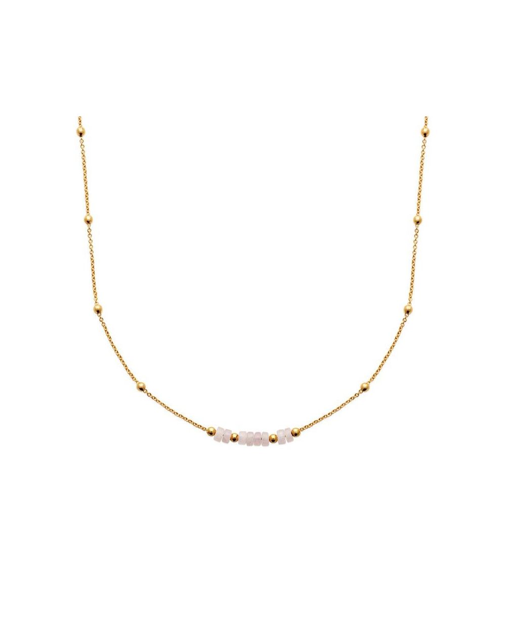 Collier pl-or 750 3mic quartz rose