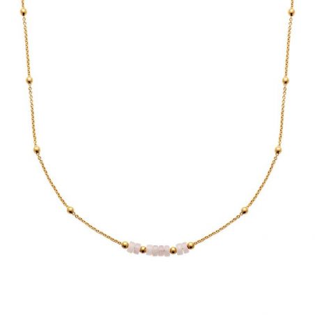 Collier pl-or 750 3mic quartz rose