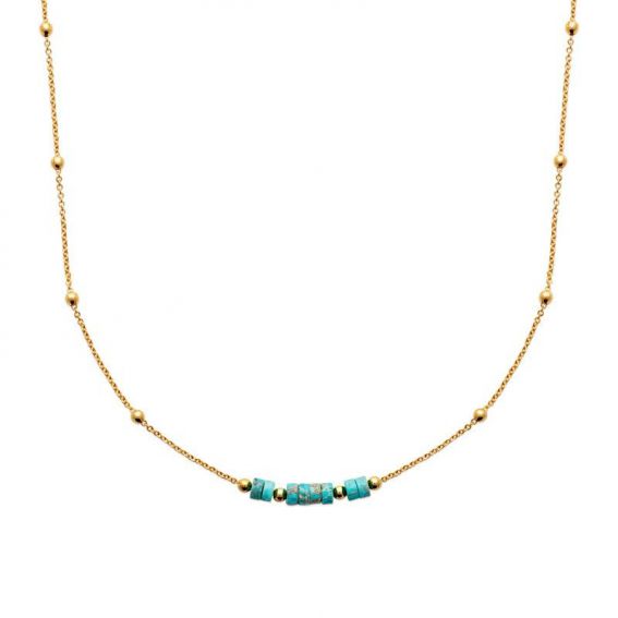 Collier pl-or 750 3mic jaspe bleu traite