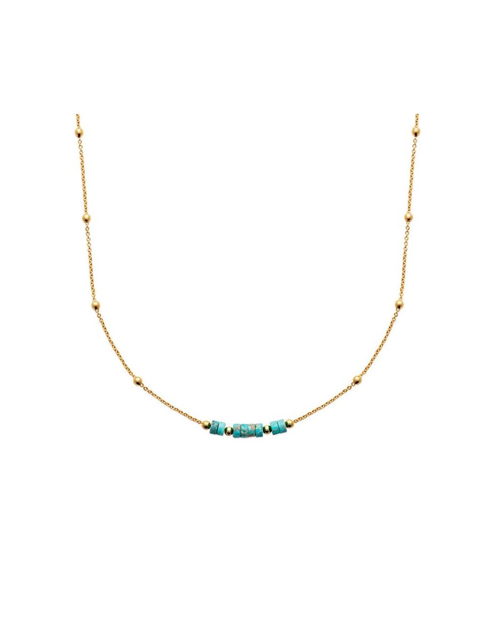 Collier pl-or 750 3mic jaspe bleu traite