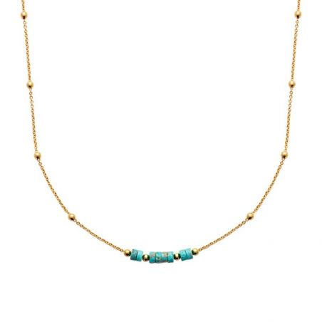 Collier pl-or 750 3mic jaspe bleu traite