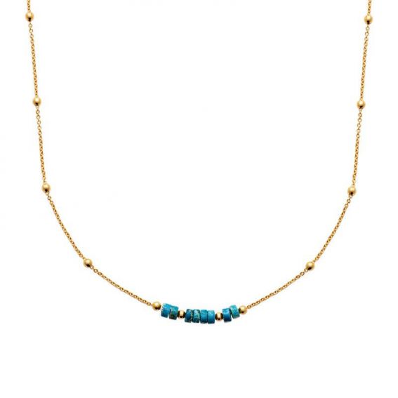 Collier pl-or 750 3mic jaspe bleu traite