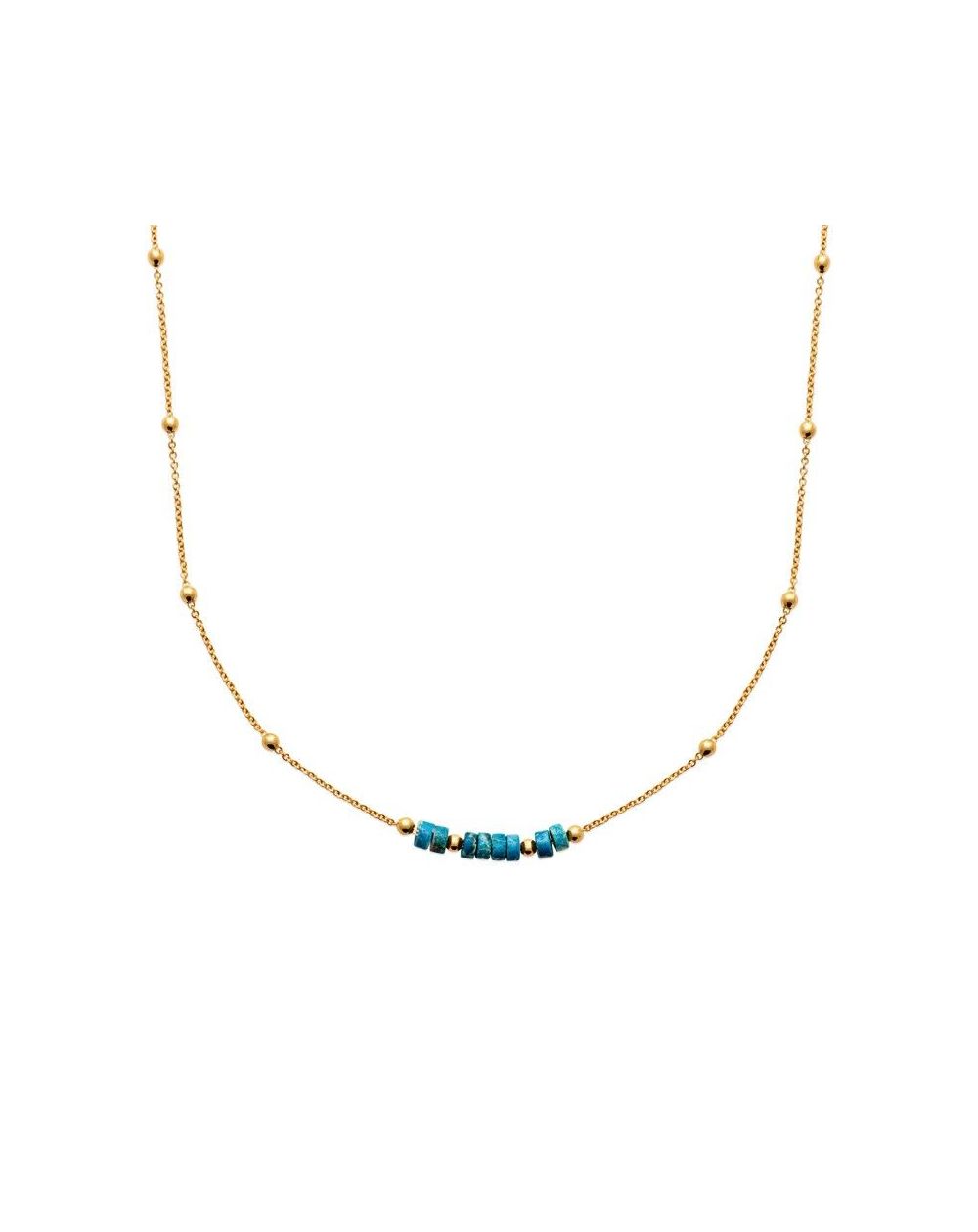 Collier pl-or 750 3mic jaspe bleu traite