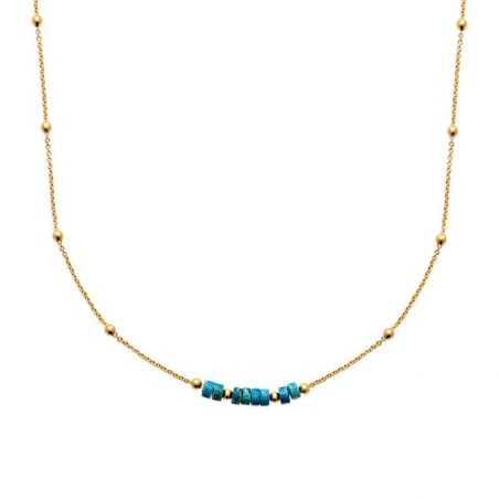 Collier pl-or 750 3mic jaspe bleu traite