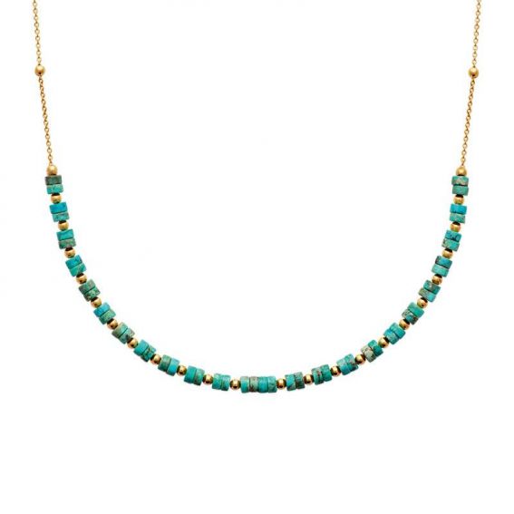 Collier pl-or 750 3mic jaspe bleu traite