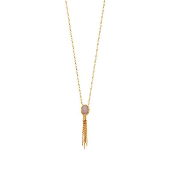 Collier pl-or 750 3mic quartz rose