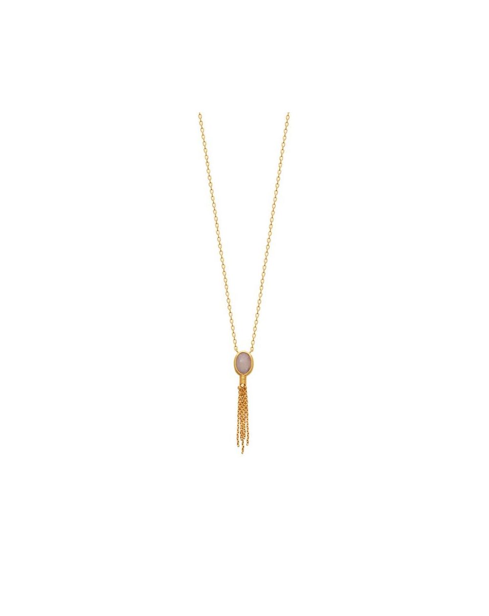 Collier pl-or 750 3mic quartz rose