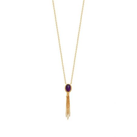 Collier pl-or 750 3mic amethyste