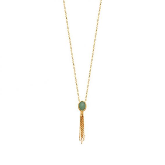 Collier pl-or 750 3mic aventurine