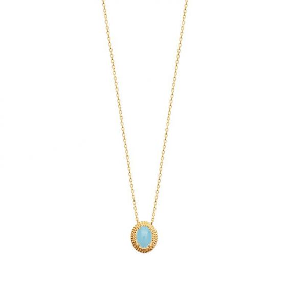 Collier pl-or 750 3mic agate bleue