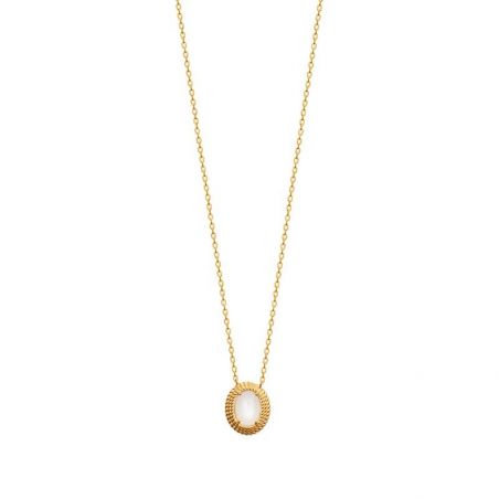 Collier pl-or 750 3mic pierre de lune