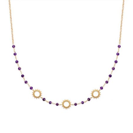 Collier pl-or 750 3mic amethyste