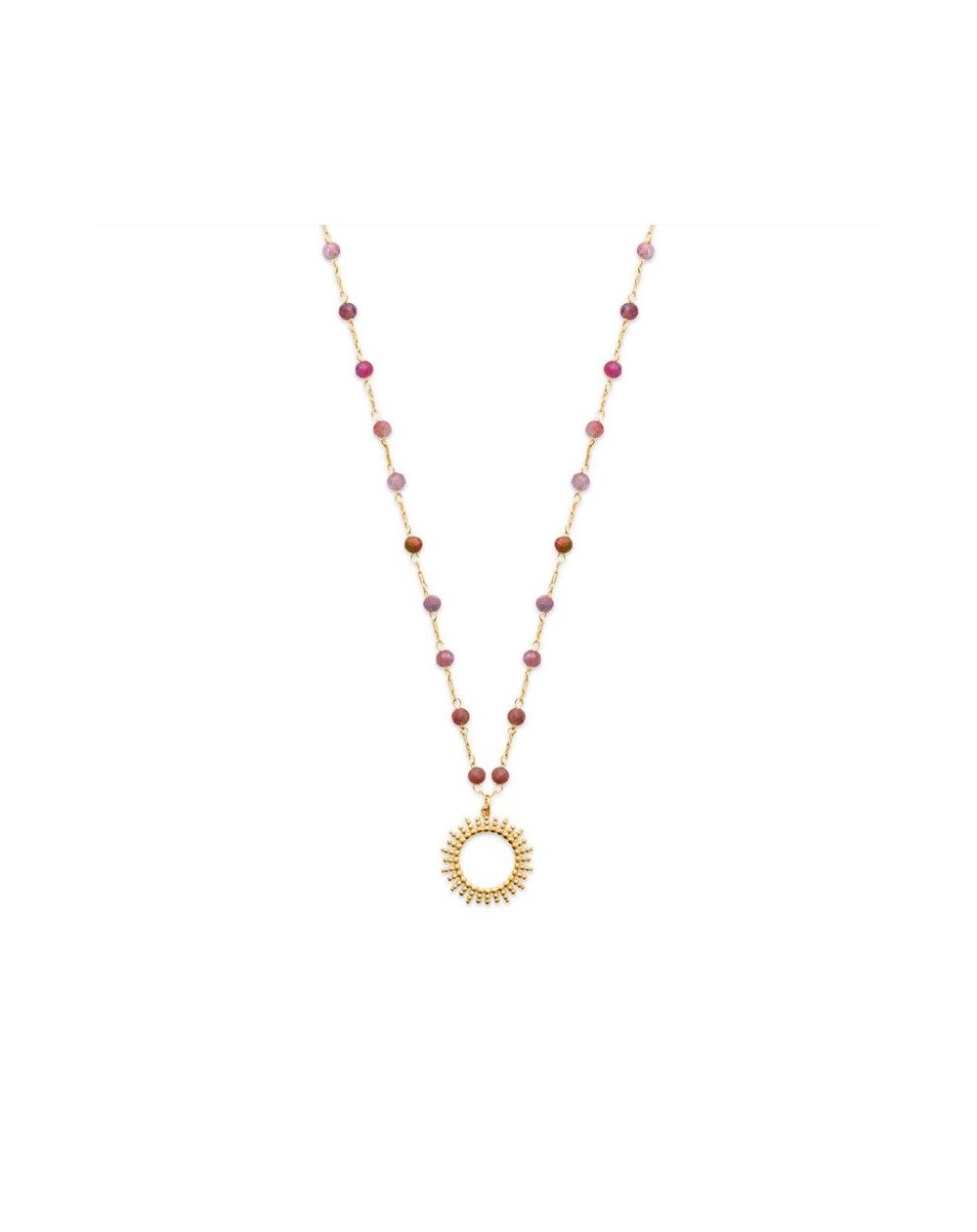 Collier pl-or 750 3mic tourmaline rose